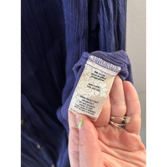Soft Surroundings Womens Roxana Crinkle Button Down Top 3X Blue Textured Blouse - Picture 5 of 7